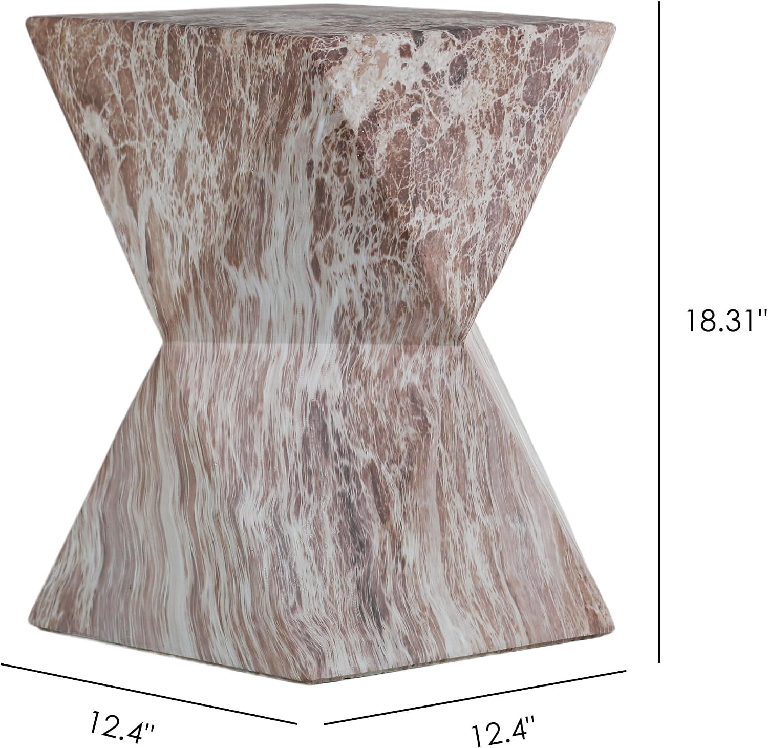 End Tables 12.4" Faux Marble Side Table, Indoor and Outdoor Marble Accent Table for Living Room, Patio, Garden
