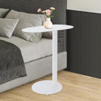 Modern C-Shaped End Table,Slim Tray Metal Sofa Couch End Table for Living Room,Study Room,Bedroom,Cafe (White)