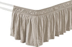 Lush Decor Ruched Ruffle Elastic Easy Wrap Around Bed Skirt Single Queen/King/Cal King Neutral - Queen Bed Skirt - Dust Ruffle - Tan Bedskirts