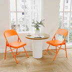 IDEALHOUSE Folding Chairs Set of 2, Heavy Duty Portable Metal Chairs with Steel Seat, Non-Slip Feet, Foldable Stackable Design, 350 Lb Capacity for Office, Weddings, Parties, Indoor & Outdoor Use