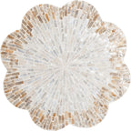 Bali & pari Beile Capiz Shell Pedestal End Table - Mother of Pearl Scalloped Accent Table with Textured Inlay Surface for Living Room or Lounge Space