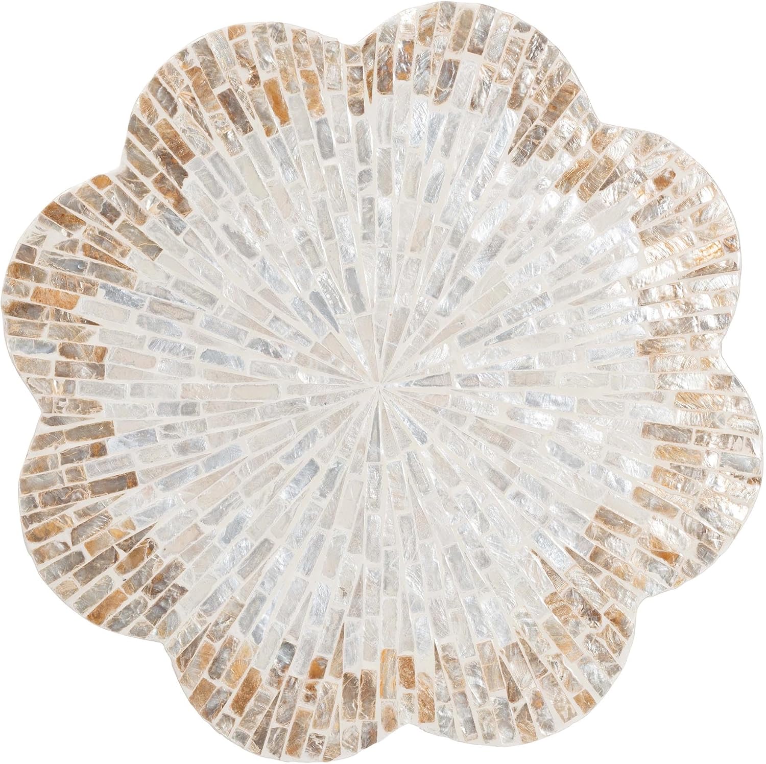 Bali & pari Beile Capiz Shell Pedestal End Table - Mother of Pearl Scalloped Accent Table with Textured Inlay Surface for Living Room or Lounge Space