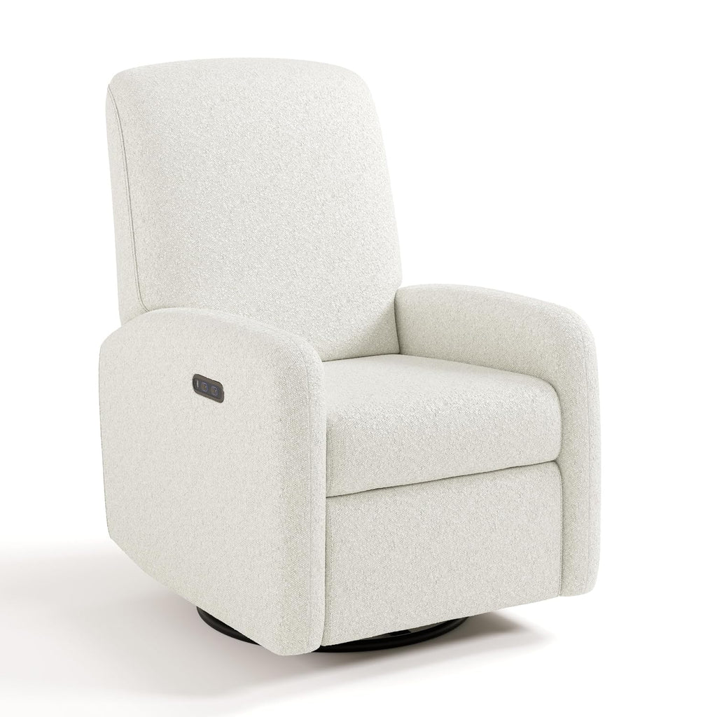 Graco Bellwood Power Recliner Swivel Glider (Ivory Boucle) – Electronic Power Recliner for Nursery, Includes Dual-USB Charging Port for USB-A & USB-C, Glider Rocking Chair with Full Recline