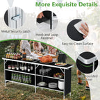 Giantex 81" Extra Long Portable Bar Table with 2-Tier Storage Shelves, Folding Mobile Bartending Station with Removable Skirt, Carry Case, for Events, Parties, Trade Shows (Black, 81''L x 32.5''H)
