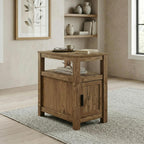 Signature Design by Ashley Fendenmore Farmhouse Chairside End Table with Storage and USB Ports, Dark Brown