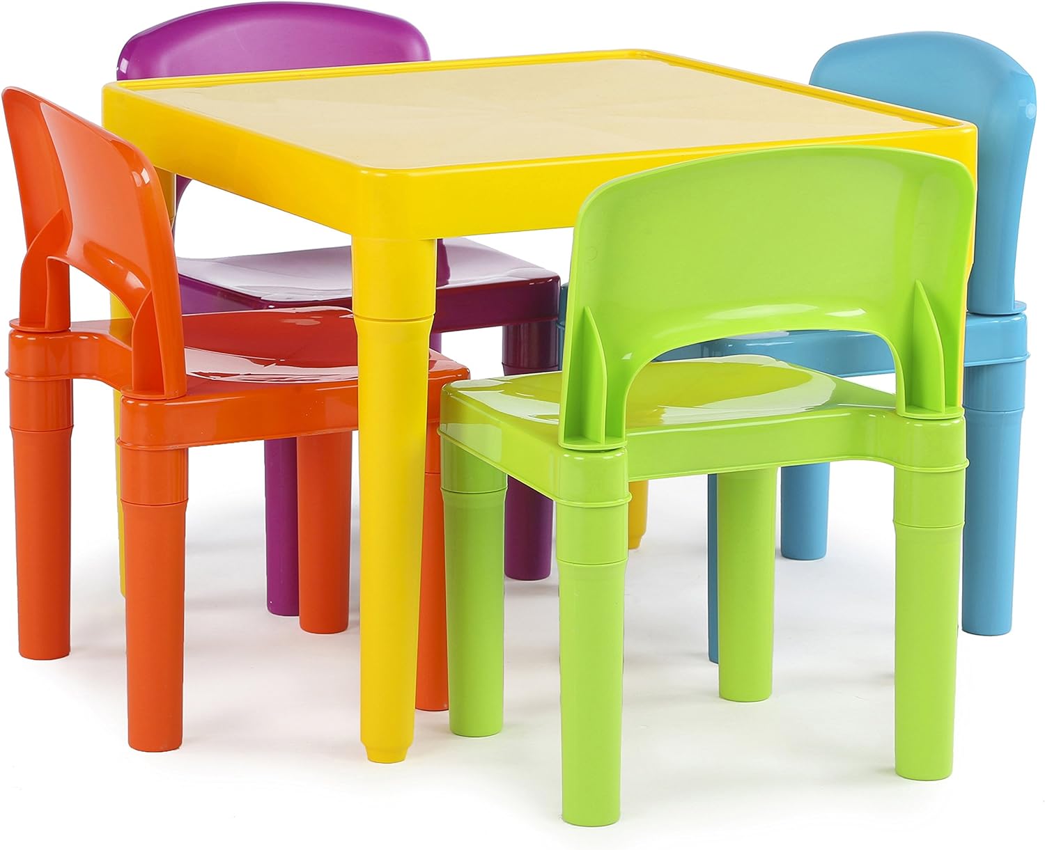 Humble Crew Toddler Table and Chair Set for Kids, Indoor Outdoor, Plastic | Lightweight 5 piece activity desk, easy to clean surface, great for crafts, snacks, and homework in any playroom or bedroom