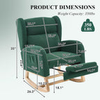 NIOIIKIT Nursery Rocking Chair with Footrest, Teddy Upholstered Glider Chair, Nursery Gliding Recliner with Side Pocket, Glider Rocker for Living Room (Green)