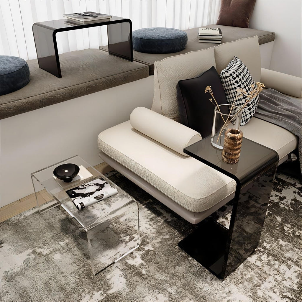 Acrylic C Table, Multipurpose Clear Side Table Laptop End Table，Small Coffee Table，Bedside Table for Bedroom,Living Room and Patio(Sky Blue,30 * 30 * 55)