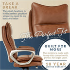 La-Z-Boy Jenkins Ergonomic Bonded Leather Swivel Executive Big & Tall Chair, Brown