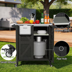 Spurgehom Outdoor Grill Cart with Storage Movable Outdoor Grill Table Kitchen Island with Wheels, BBQ Cart Pizza Oven Table Food Prep Table Cart Storage Cabinet for Outside Patio Backyard Garden