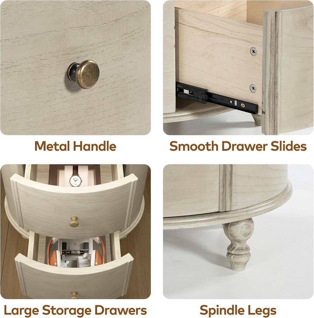 Chogori Solid Wood Plywood End Table Set of 2, Elegant Pine Side Tables with 2 Drawers, Compact & Versatile Nightstand for Living Room, Bedroom, or Small Spaces Easy Assembly & Timeless Design