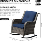 Joyside Outdoor Rocking Chair, Wicker Patio Furniture with High Back, Deep Seating, Wide Armrest, Thickened Cushions, Outdoor Rattan Furniture for Deck, Porch Use