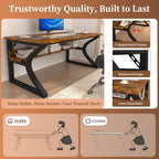 AZN Computer Desk, 47 X 20 inch Computer Desk, Office Desk w/Storage, Large Legroom, Sturdy Metal Frame, Home Office Desks for Gaming Study Writing Work, Waterproof, Scratch-Resistant, Rustic Brown