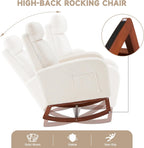 Rocking Chair Nursery Teddy High Back Rest Glider Rocker with Footrest Nursing Rocking Chairs Upholstered Accent Arm Chair for Living Room Bedroom Indoor, Teddy White