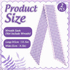 Whaline 2 Pcs Wreath Sash for Front Door Purple Plaid Garland Ribbon for Holiday Party Home Decor Indoor Outdoor
