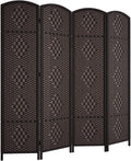 RHF 6 ft.Tall Room Divider, Room Dividers and Folding Privacy Screens, 15.7" Privacy Screen 4 Panels Room Divider Wall Partition Freestanding, Dark Coffee