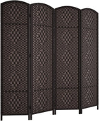 RHF 6 ft.Tall Room Divider, Room Dividers and Folding Privacy Screens, 15.7" Privacy Screen 4 Panels Room Divider Wall Partition Freestanding, Dark Coffee