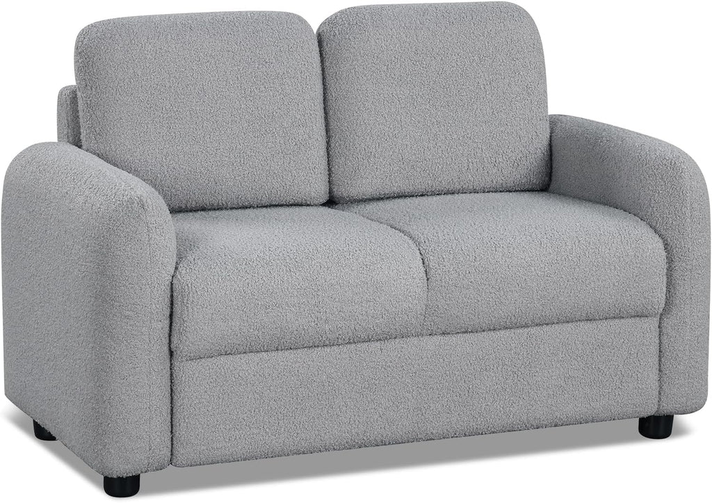 HONEY JOY Toddler Couch, Children Loveseat Sofa Armchair w/Wooden Frame, Teddy Fleece, Flexible Seating for Daycare, Preschool, Playroom, Upholstered Reading Couch, Kids Chair for Boys Girls (Gray)