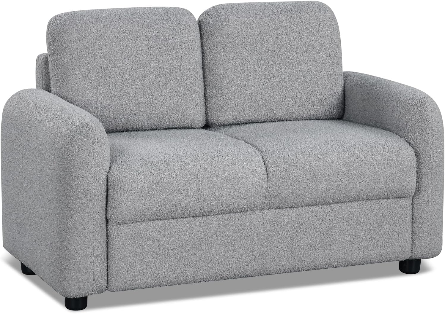HONEY JOY Toddler Couch, Children Loveseat Sofa Armchair w/Wooden Frame, Teddy Fleece, Flexible Seating for Daycare, Preschool, Playroom, Upholstered Reading Couch, Kids Chair for Boys Girls (Gray)