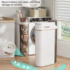 VECELO 3-Tier Slim Bathroom Storage Cabinet with Wheels, Skinny Bathroom Storage Cabinet with Drawers, Toilet Paper Holder, Movable Narrow Floor Cabinet for Small Space, Bathroom
