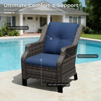 Outdoor Patio Chairs Set of 2, Wicker Patio Furniture with Thick Cushions, Curved Armrest, Deep Seating, Rattan Outdoor Chairs for Porch, Deck, Balcony