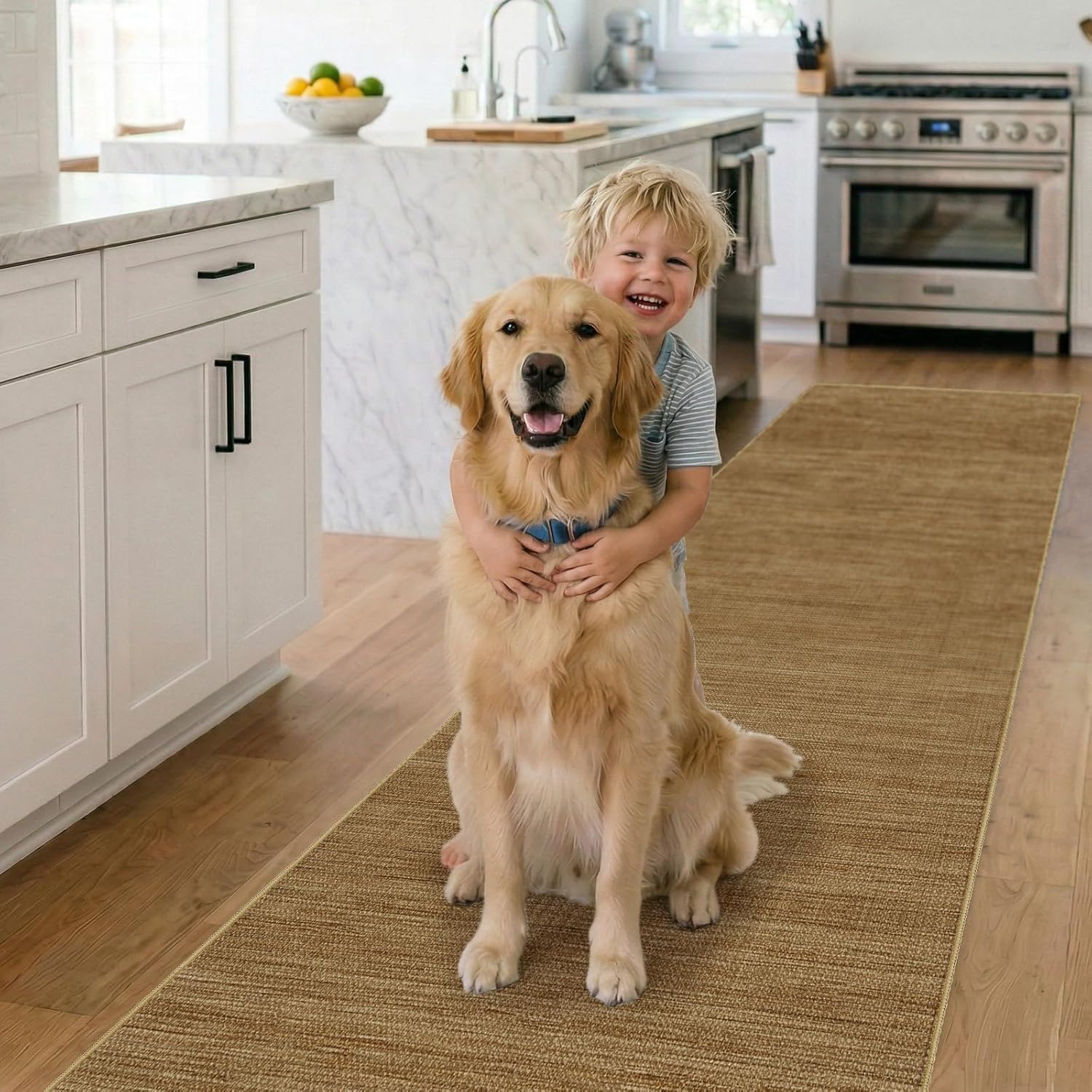 Jute 3x10 Hallway Runner Rug: Boho Washable Non Slip Carpet with Rubber Backing No Shed Woven Farmhouse Home Decor Pet Friendly Easy Care Rugs for Kitchen Entryway Bedroom Natural Brown