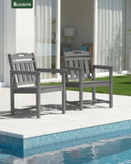 Patio Chairs Set of 2, HDPE Outdoor Dining Chairs with Wide Seat, All Weather Oversized Porch Chair for Garden, Backyard, Deck - Grey