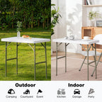 2.7ft Rectangular Folding Table for All-Occasion, Foldable Table with HDPE Tabletop and Steel Legs, Durable and Stable Small Folding Table, Perfect for Camping, Picnic, Party, Indoor & Outdoor