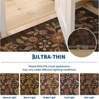 Garvee Washable 5x7 Area Rugs Boho Vintage Floral Botanical Fall Soft Non-Slip Low-Pile Stain Resistant Throw Rugs for Bedroom Living Room Nursery Office Kitchen Room Decor Dark Brown