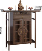 Meditation Shrine Buddhist Altar Table - Buddha Pooja Spiritual Prayer for Saints At Home Greek Altar Catholic Loved Ones Ancestral Counter for My Jesus Ofrenda Table,Walnut/47.2Inch