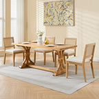 ODUSE-DAILY French Country Dining Chairs Set of 6, Cream Kitchen & Dining Room Chairs Set of 6, Ivory Rattan Dining Chairs, Cane Low Back, Wood Legs, Sillas De Comedor (Rattan, Beige, 6Pcs)