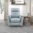 Lexicon Swivel Glider Recliner Chair, Comfy Nursery Glider, Top Grain Leather Match Recliner, Manual Reclining Chair for Living Room/Office/Apartment, Blue