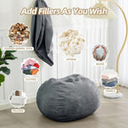 Bean Bag Chair with Corduroy Cover and Memory Foam Filled for Teens and Kids, Small Comfy Fluffy Floor Chair for Living Room Bedroom (Gray, 2.5FT)