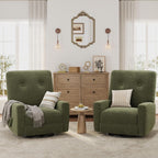 Garvee Nursery Recliner Chair, 360° Swivel Rocking Glider Chair for Adults with Adjustable Backrest & Footrest, Cozy Corduroy Upholstered Armchair for Living Rooms, Bedrooms, Apartments, Green