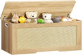 usikey 47.2" Large Storage Chest with Fabric Drawer, Toy Box with Safety Hinges, Extra Wide Storage Bench for Bedroom, Living Room, Entryway, Supports 300 lb