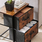 Elevon Nightstand with 2 Drawers, Bedside Table Small Dresser with Removable Fabric Bins, Night Stand, Bedside Furniture, End Table with Fabric Bins for Bedroom, Closet