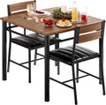IRONCK Dining Table Set for 2, Small Kitchen Table with Upholstered Chairs for Kitchen & Dining Room, Compact Dining Set for Small Spaces, Walnut