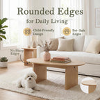 Honyee Oval Coffee Table, 47.2" Wood Coffee Table for Living Room, Modern Wooden Center Table with Solid Wood Veneer Legs, Sturdy Rounded Edge Design, Easy Assembly, Apartment Friendly, Natural
