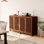SUNBURY Fluted Cabinet with Storage, Mid Century Modern Accent Cabinet with 2 Doors, Sideboard Buffet with Adjustable Shelves for Living Room, Kitchen, Entryway