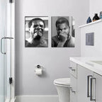Framed Funny Bathroom Canvas Wall Art Set of 2 - Black and White Vintage Comedy Movies Posters, Funny Toilet Humour Smell Wall Decor Prints for Bathroom Decor 12x16in