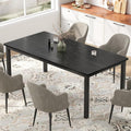 71 inch Long Rectangle Dining Table, MDF Top + Iron Legs with Rounded Corners, Modern Industrial Style Kitchen Table for 6-8 Persons, Black