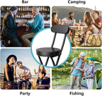 Folding Stool,Cushioned Padded Folding Bar Stool,24inch Black Height Heavy Duty Portable Chair Stool with 300lbs Capacity for Kitchen Living Room Garden Camping Fishing
