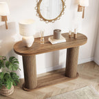 Garvee Fluted Console Table, 42.5 Inch Narrow Wood Entryway Table with Storage Shelf, Sofa Table Behind the Couch, for Hallway, Living Room, Foyer, Entrance, Walnut