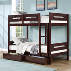 Espresso Twin,Twin Bunk Bed with Ladder