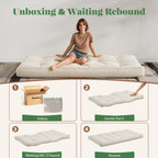 6" Futon Mattress Queen Size, Corded Fabric Floor Mattress with Straps, Foldable Japanese Tatami Mattress, Portable Sleeping Pad for Camping Guest Room Dormitory (Frame Not Included), Beige