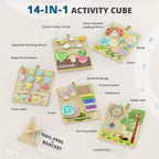 BlueWood Pikler Triangle Set Pink with Cushion and Wooden Busy Board