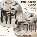 EROMMY Dining Table Set for 4, Modern Kitchen Table and Chairs with PU Leather Upholstery, Wood Dining Table with Chairs for Small Space, Dining Room, Brown