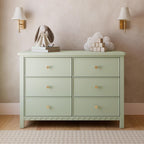 Graco Sasha 6 Drawer Dresser, Sage | GREENGUARD Gold Certified, Removable Bookshelves, Nursery & Kids Bedroom Wood Dresser, Spacious Storage, Interlocking Drawers