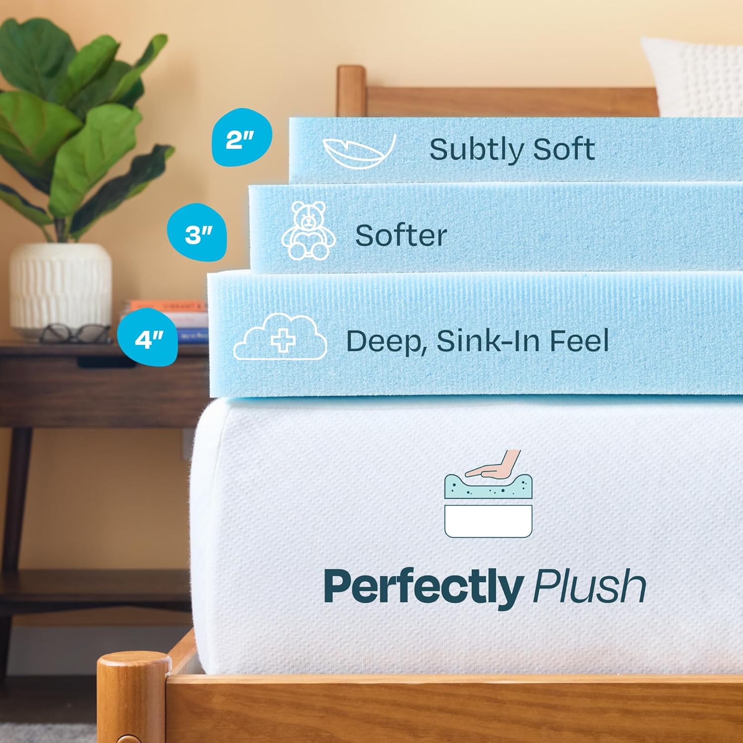 Linenspa Memory Foam Mattress Topper, Queen Size - 3 Inch Gel Infused Memory Foam - Plush Feel - Cooling and Pressure Relieving - CertiPUR Certified