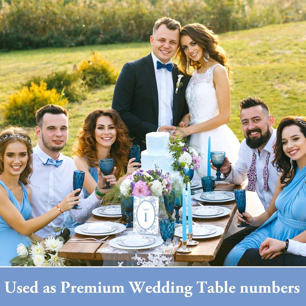FYSUIMU Wedding Table Numbers 1-30 Chinoiserie Flower Number Place Cards 4 x 6 Inch Blue Floral Table Number Labels for Birthday Bridal Baby Shower Reception Party